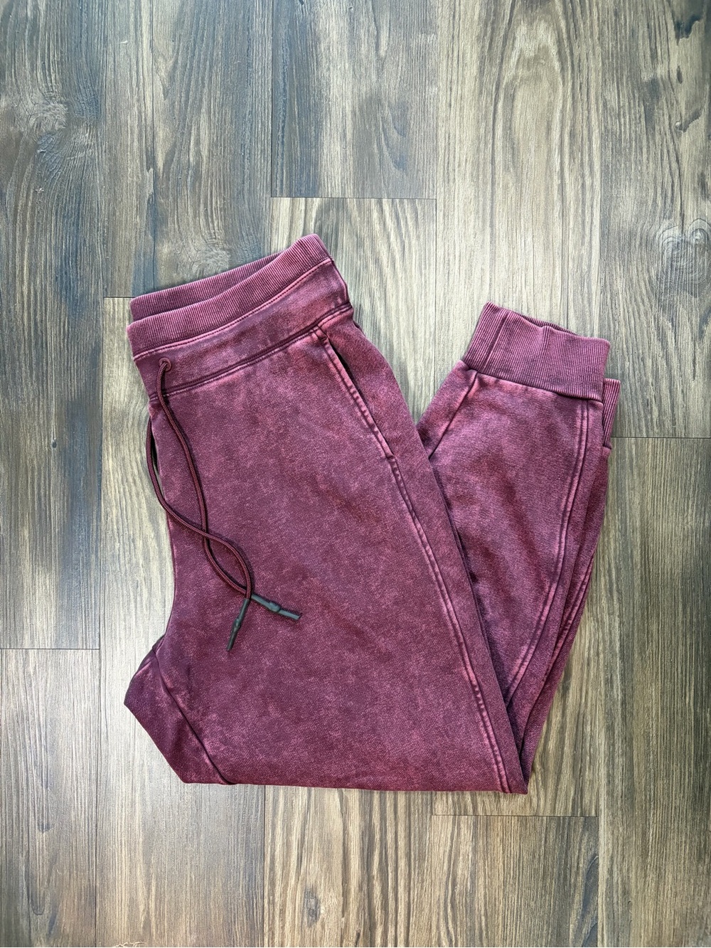 Joy Lab Women Burgundy Acid Wash Joggers Drawstring Sweatpants Size M